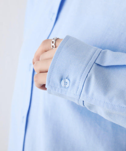 牛津紡 寬鬆 短款襯衫