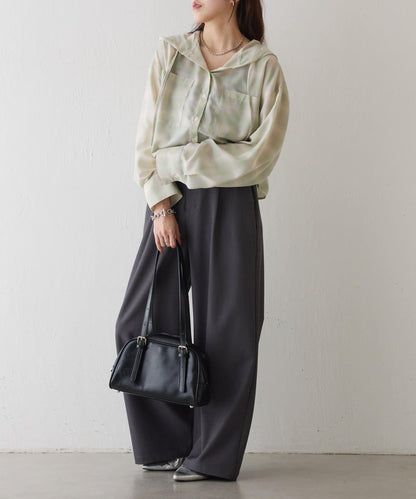 格紋連帽短款襯衫