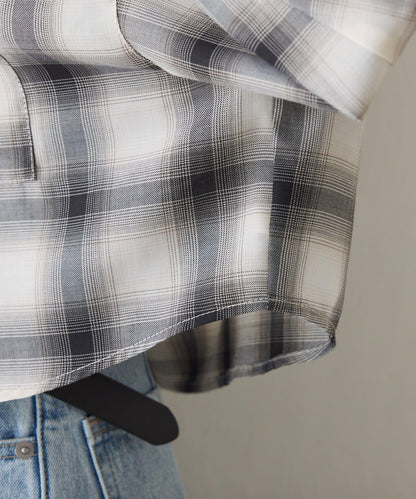 格紋連帽短款襯衫