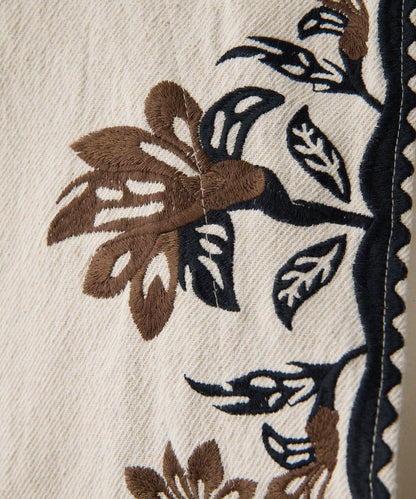 《ショート丈/綿麻素材》 花卉刺繡 棉麻質感 馬甲 SUM1 STYLE款