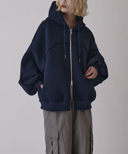 Neucon 立體滾邊拉鍊連帽衛衣