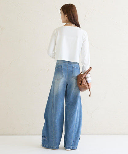 小短款亨利領長袖T恤