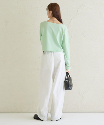 小短款亨利領長袖T恤