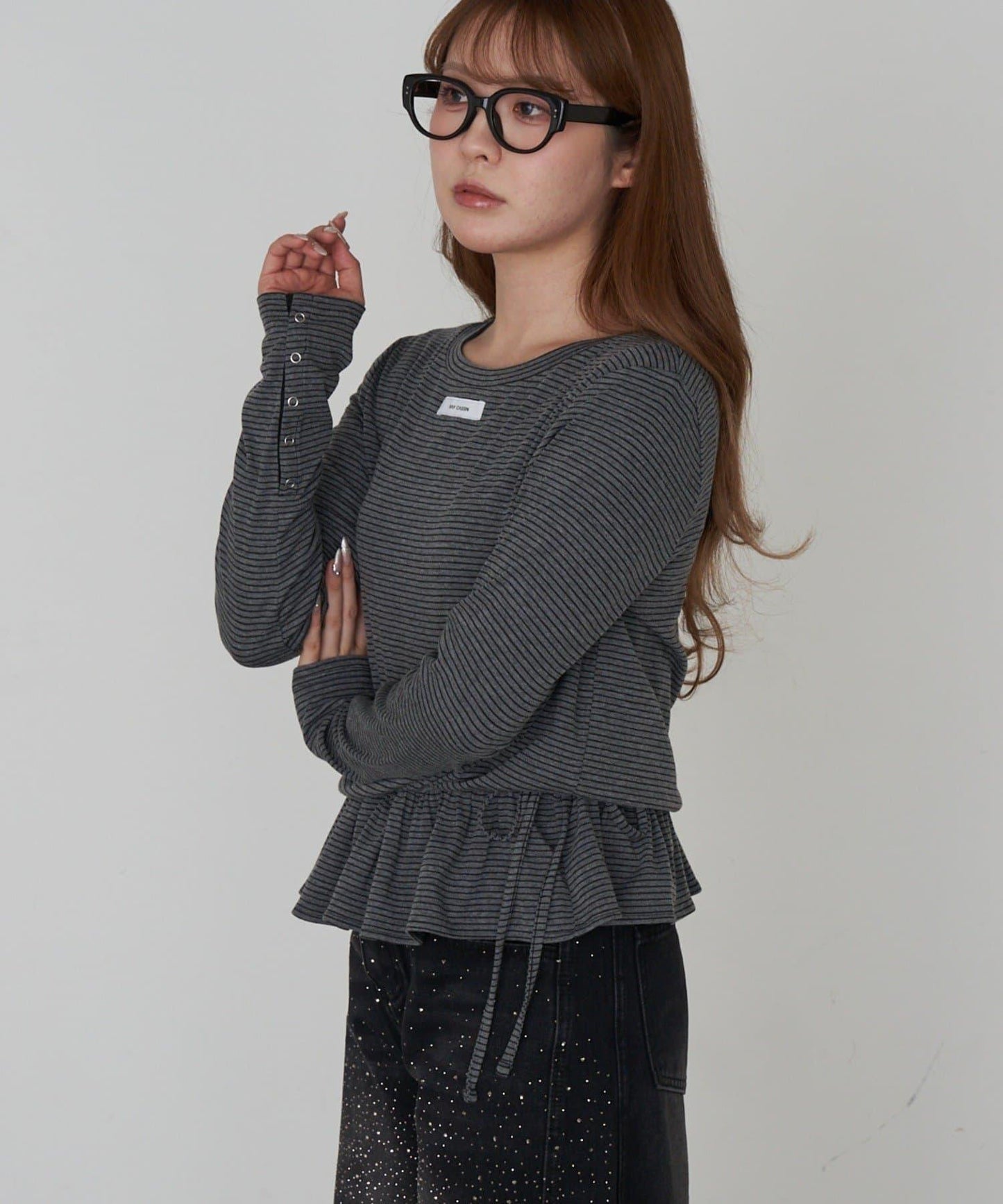 荷葉擺設計長袖T恤