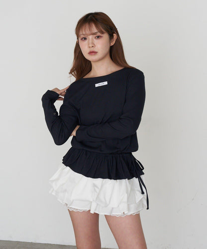 荷葉擺設計長袖T恤