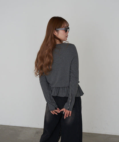 荷葉擺設計長袖T恤