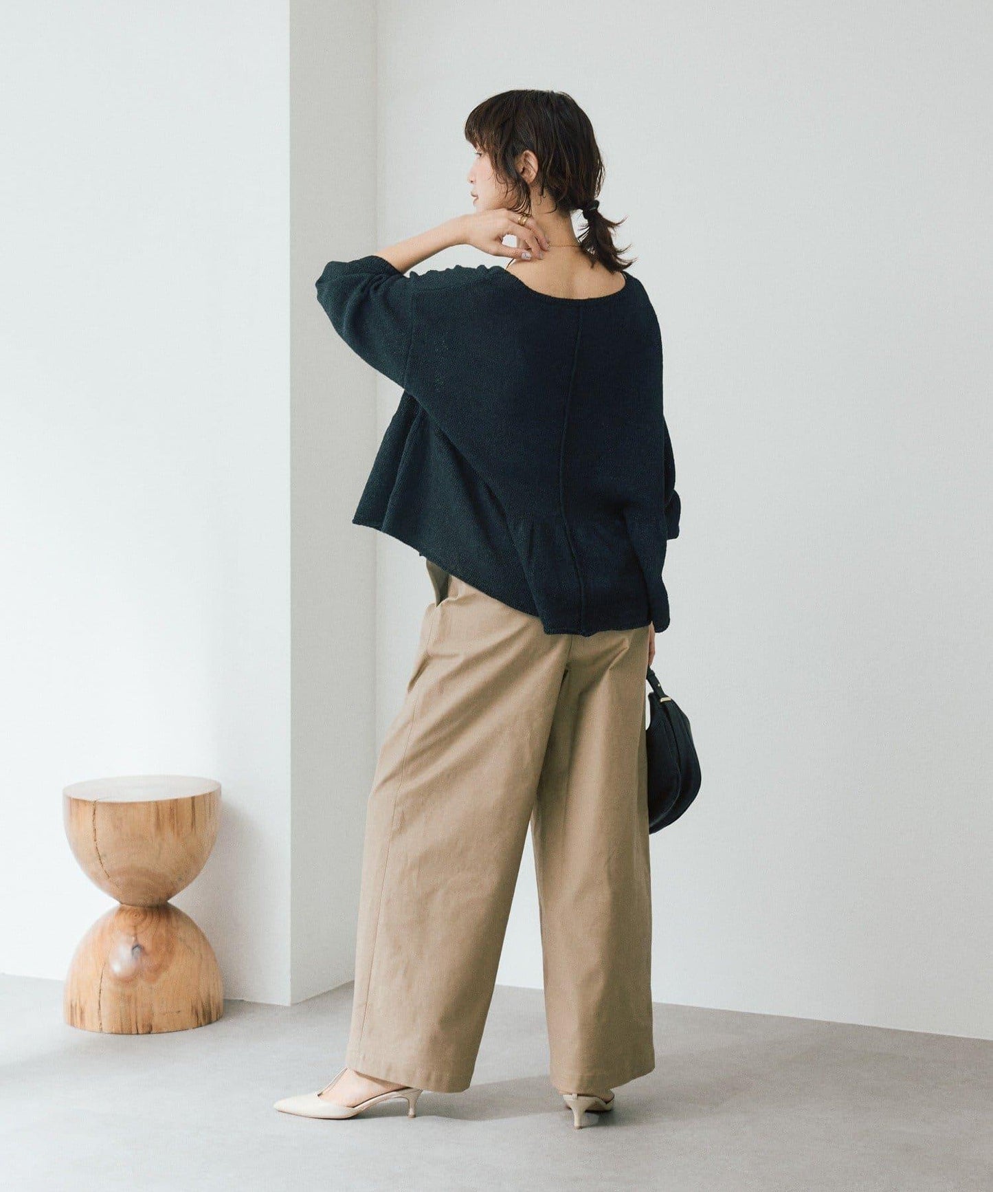 潮流風格 褶襉寬鬆 斜紋棉布 褲子