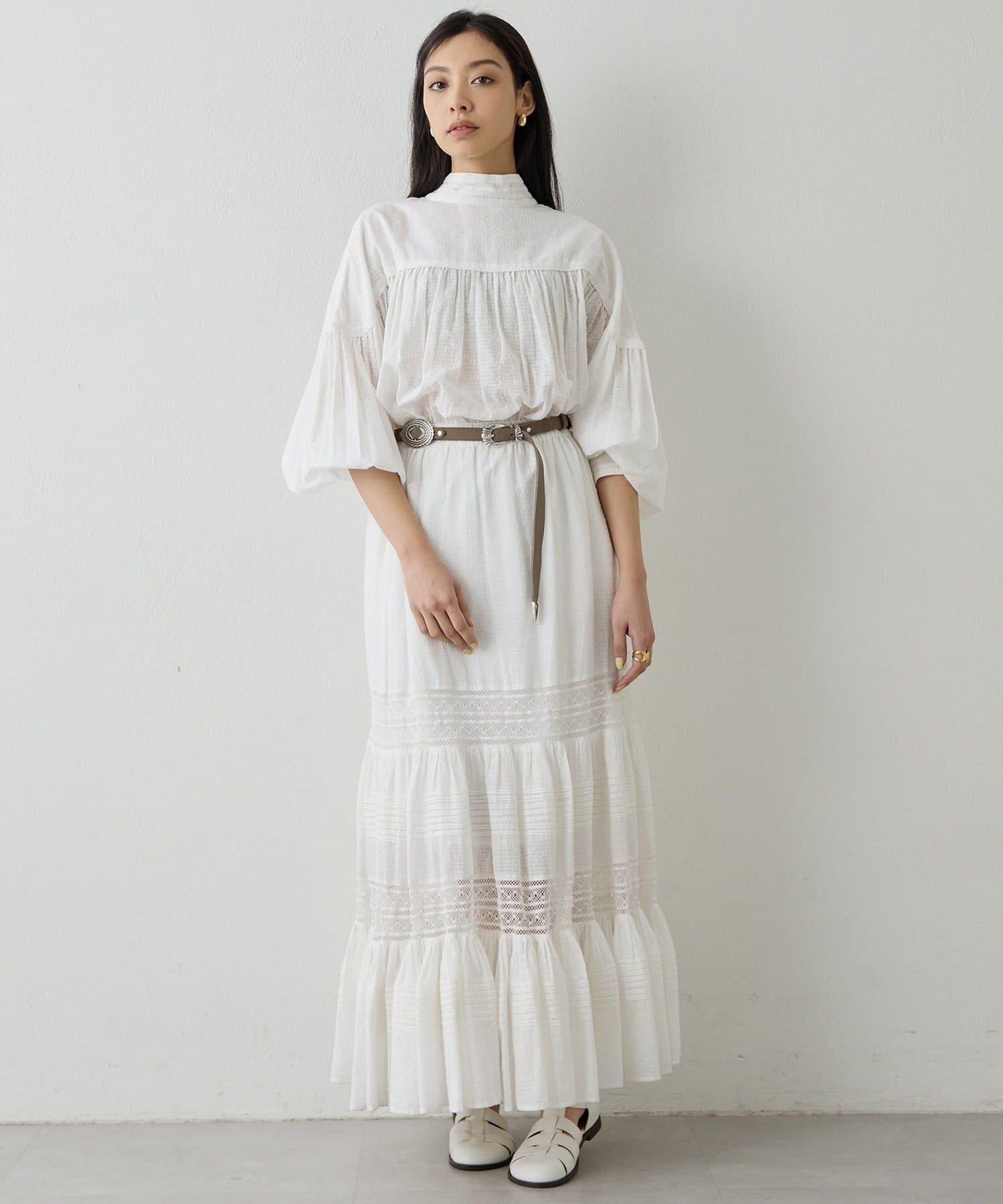 棉質褶皺拼接襯衫