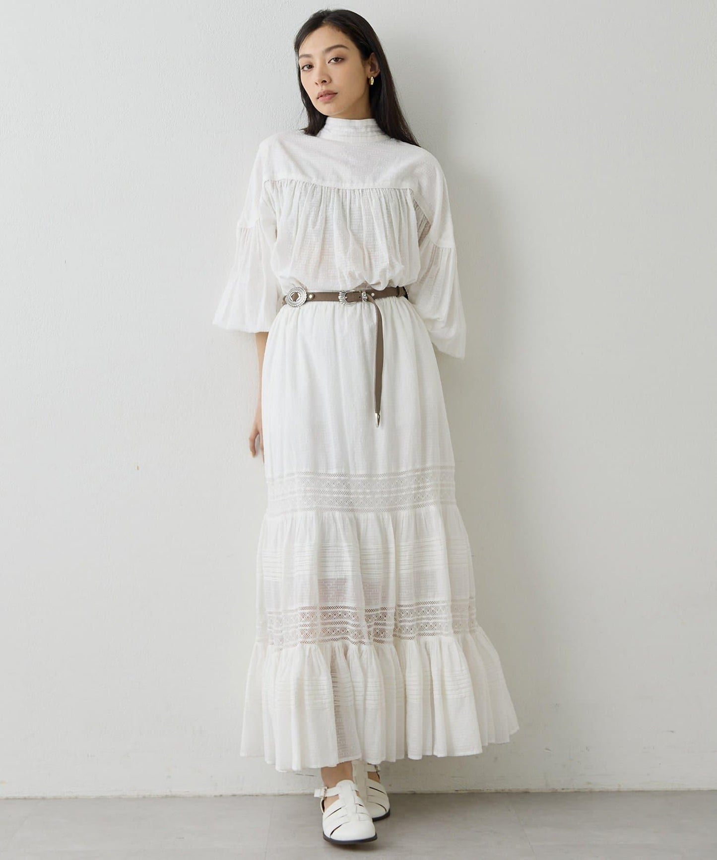 棉質褶皺拼接襯衫