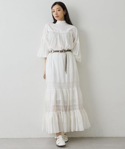 棉質褶皺拼接襯衫