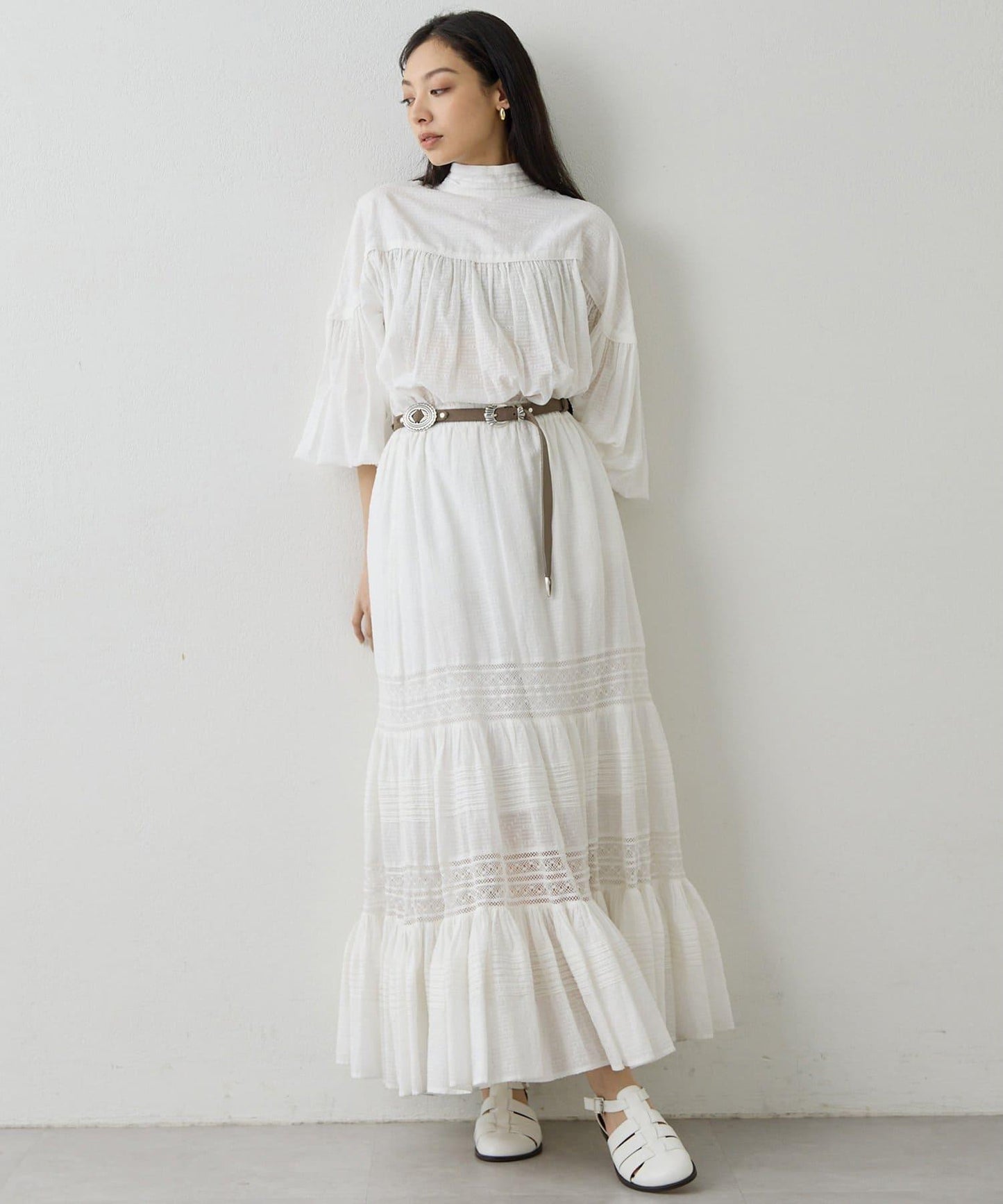 棉質褶皺拼接襯衫