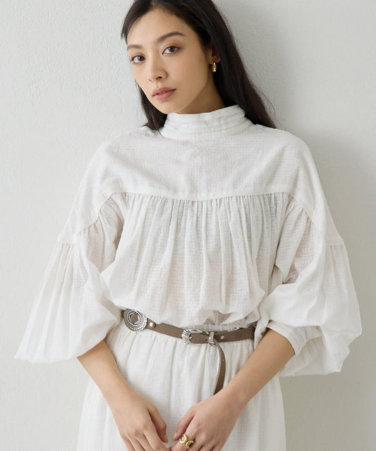 棉質褶皺拼接襯衫