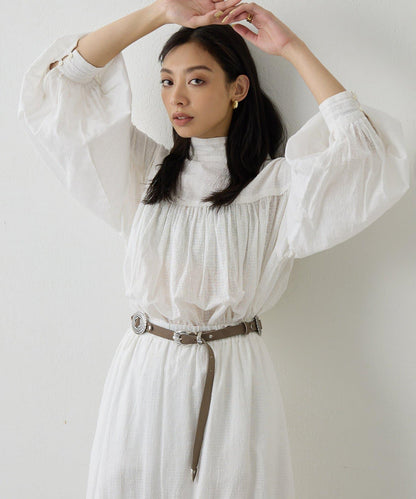 棉質褶皺拼接襯衫