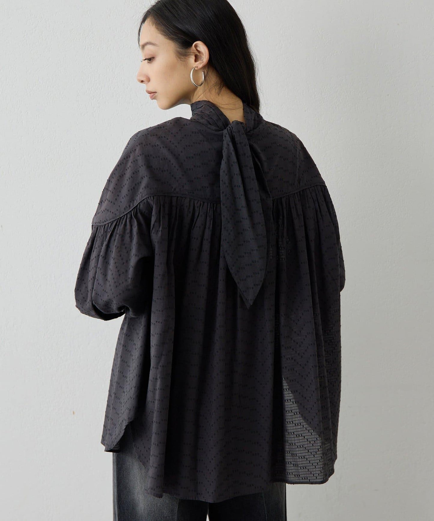 棉質褶皺拼接襯衫