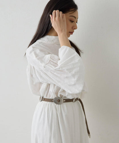 棉質褶皺拼接襯衫