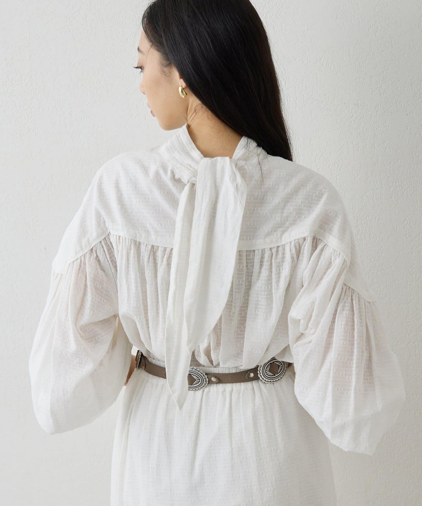 棉質褶皺拼接襯衫