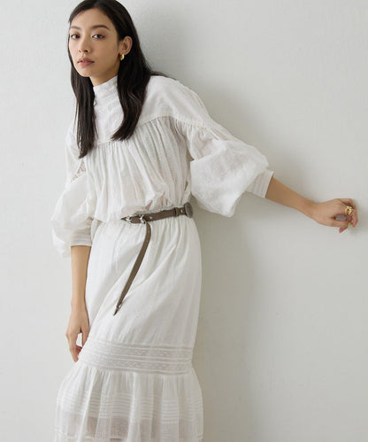 棉質褶皺拼接襯衫