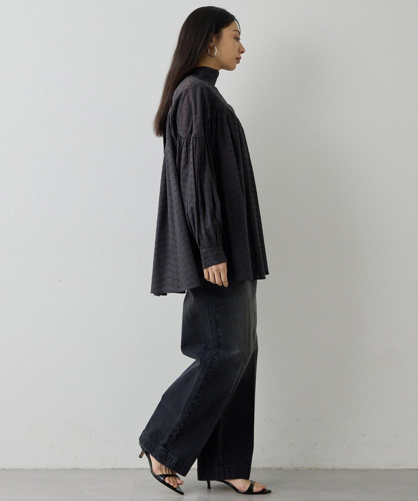 棉質褶皺拼接襯衫