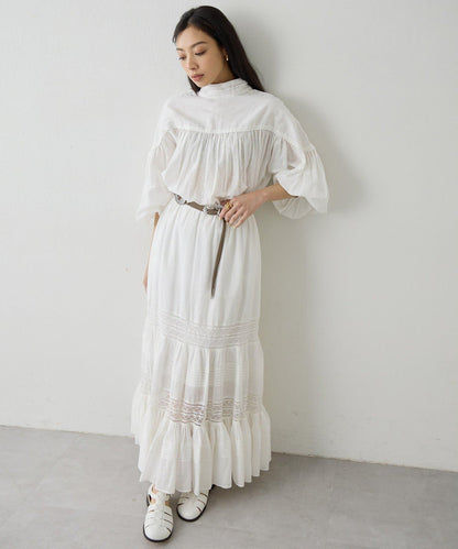 棉質褶皺拼接襯衫