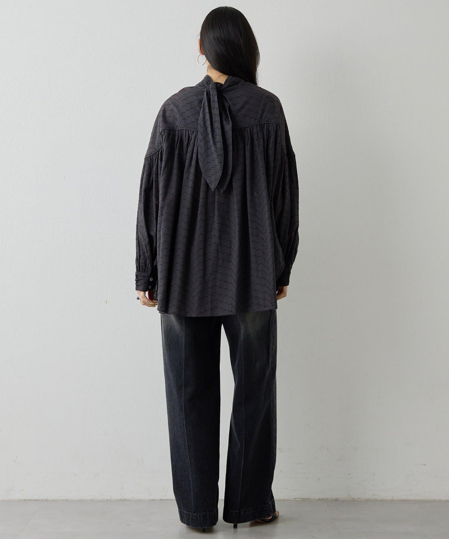 棉質褶皺拼接襯衫