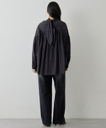 棉質褶皺拼接襯衫