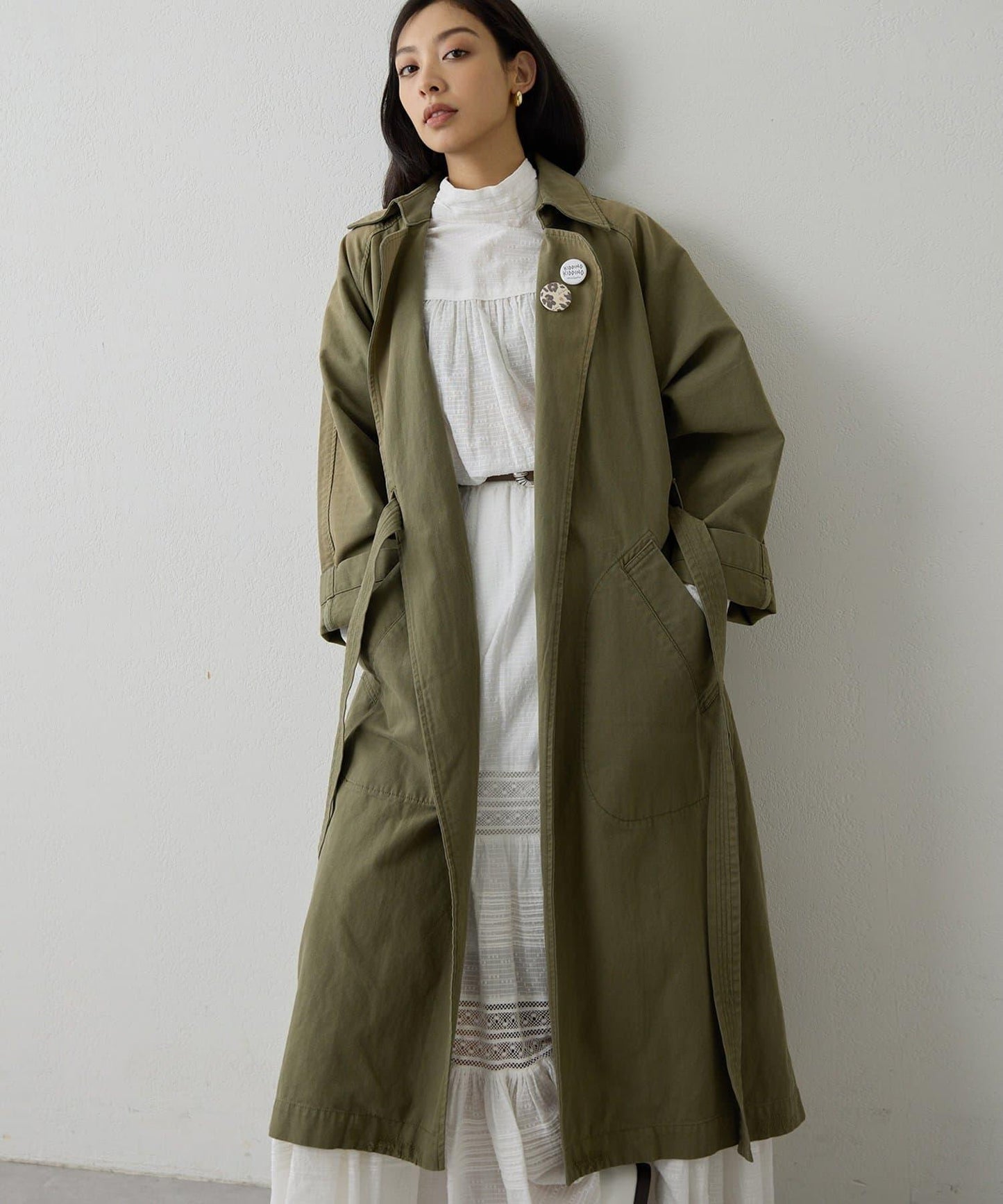 棉質褶皺拼接襯衫