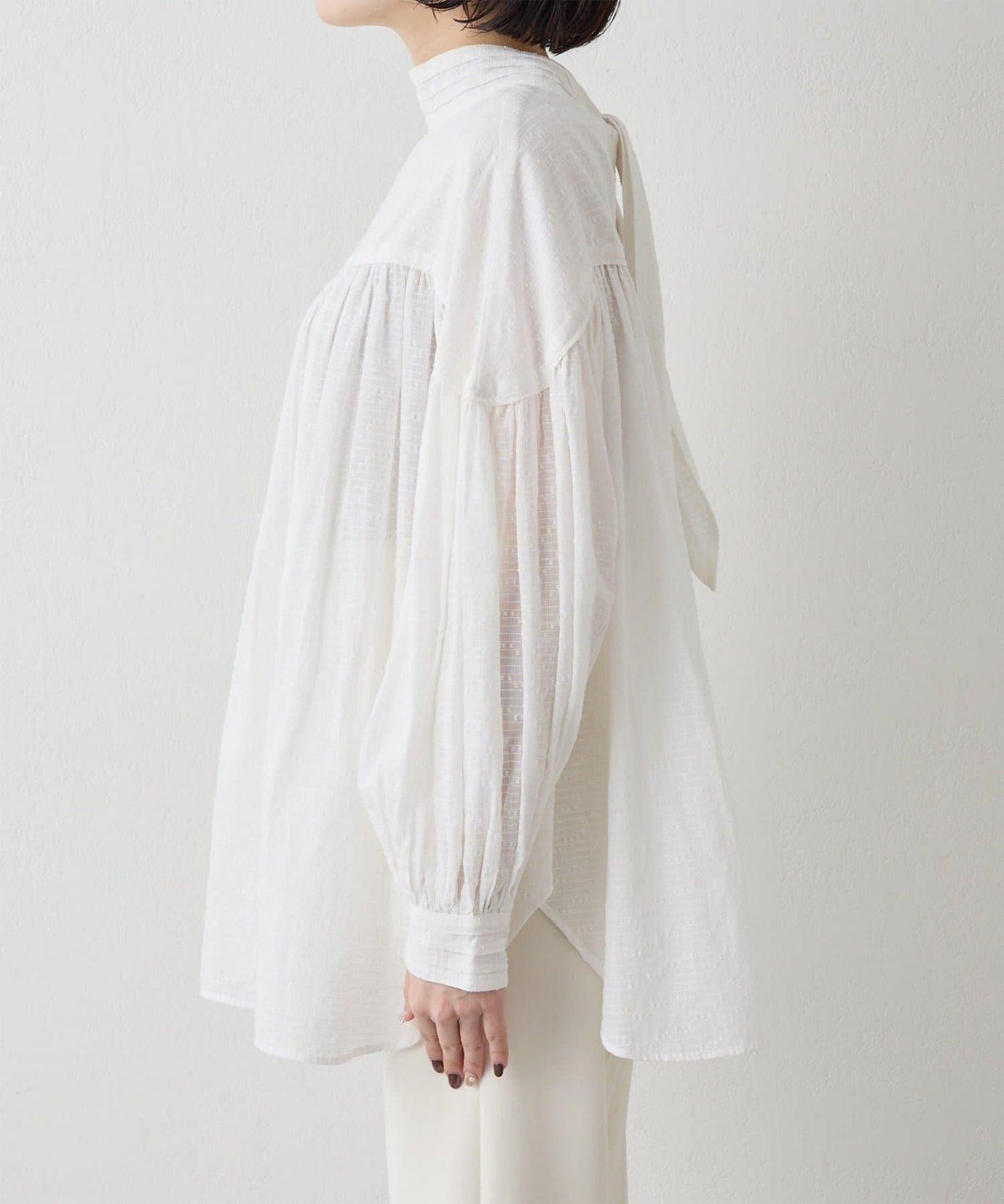 棉質褶皺拼接襯衫