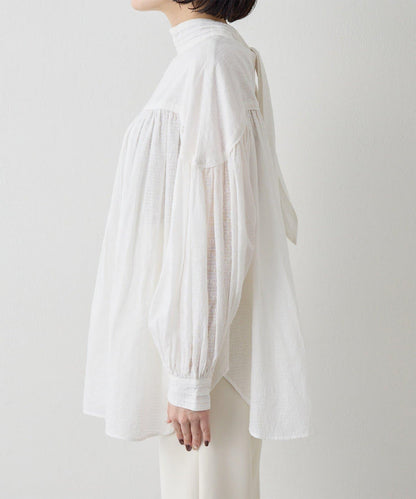 棉質褶皺拼接襯衫