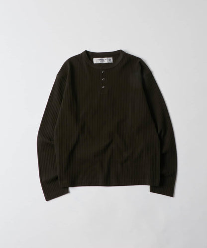 PEARL RIBBED HENLEY TOP 上衣