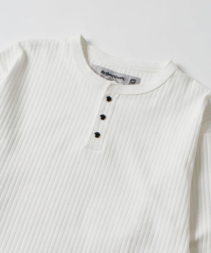 PEARL RIBBED HENLEY TOP 上衣