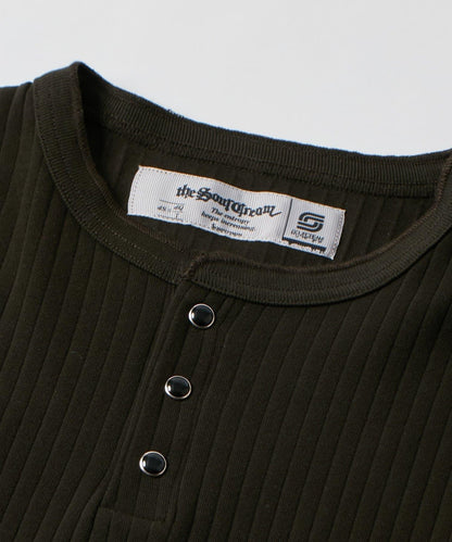 PEARL RIBBED HENLEY TOP 上衣