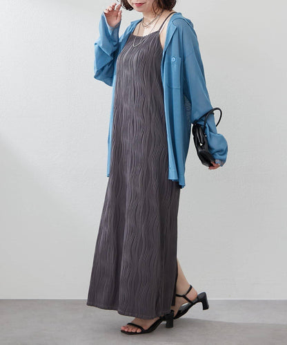 nane 波浪提花圖案吊帶連衣裙