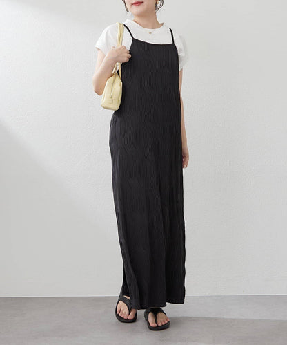 nane 波浪提花圖案吊帶連衣裙