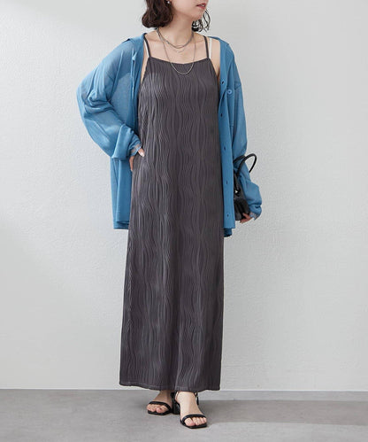 nane 波浪提花圖案吊帶連衣裙