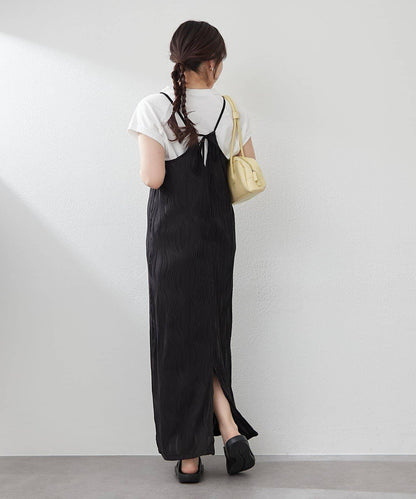 nane 波浪提花圖案吊帶連衣裙