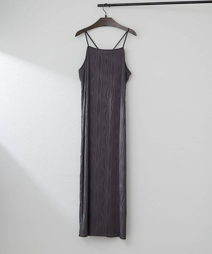 nane 波浪提花圖案吊帶連衣裙