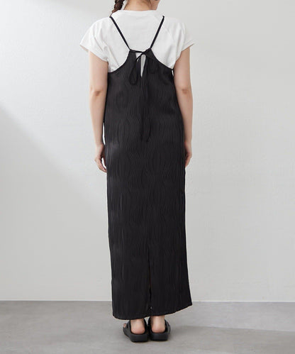 nane 波浪提花圖案吊帶連衣裙