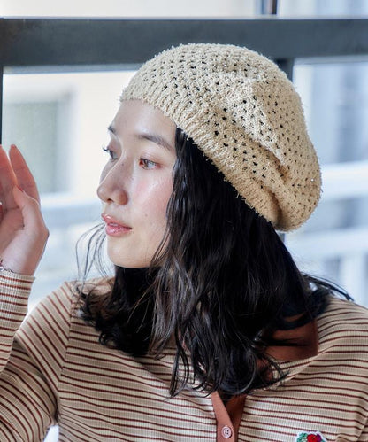 鏤空編織 針織 貝雷帽