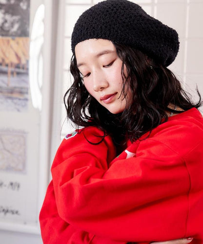 鏤空編織 針織 貝雷帽