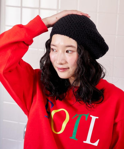 鏤空編織 針織 貝雷帽