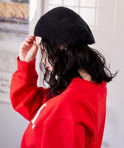 鏤空編織 針織 貝雷帽