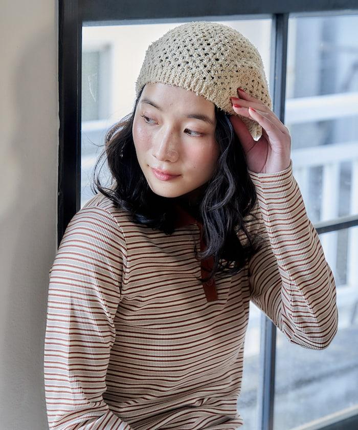 鏤空編織 針織 貝雷帽
