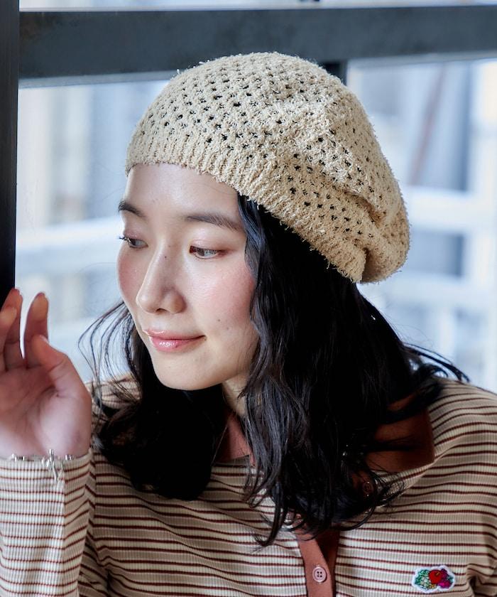 鏤空編織 針織 貝雷帽