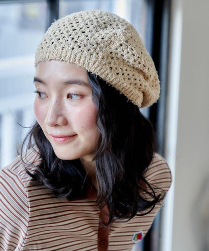 鏤空編織 針織 貝雷帽