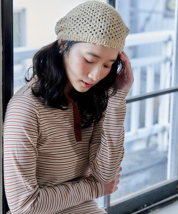 鏤空編織 針織 貝雷帽