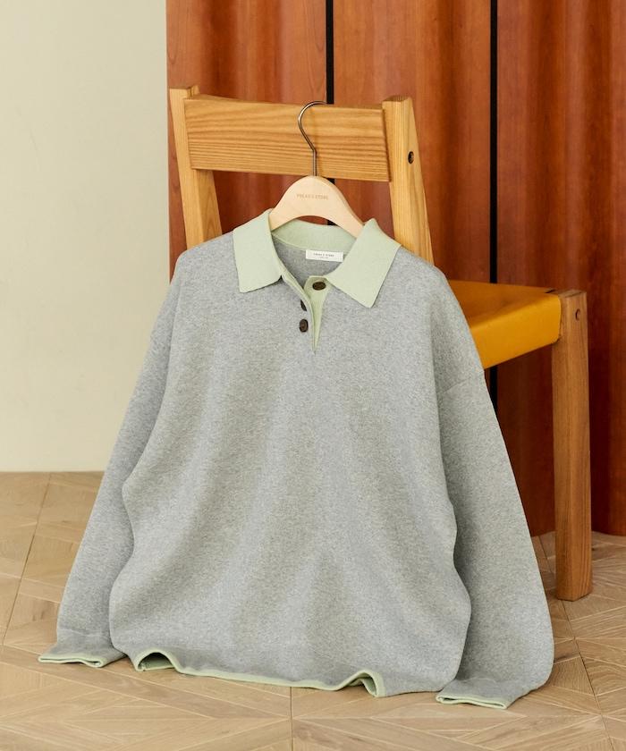 可機洗 衛衣風 配色 Polo針織衫
