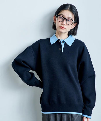 可機洗 衛衣風 配色 Polo針織衫