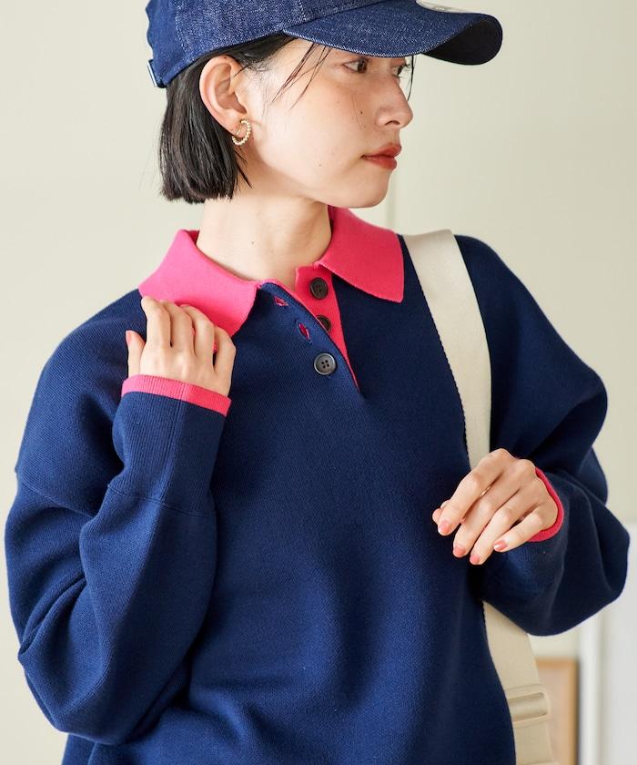 可機洗 衛衣風 配色 Polo針織衫