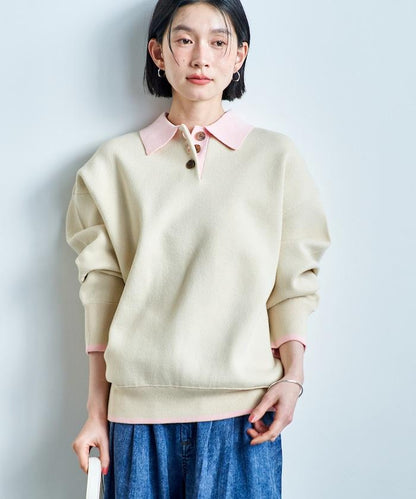 可機洗 衛衣風 配色 Polo針織衫