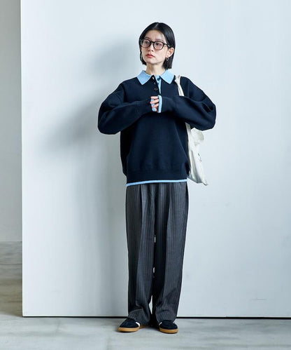 可機洗 衛衣風 配色 Polo針織衫